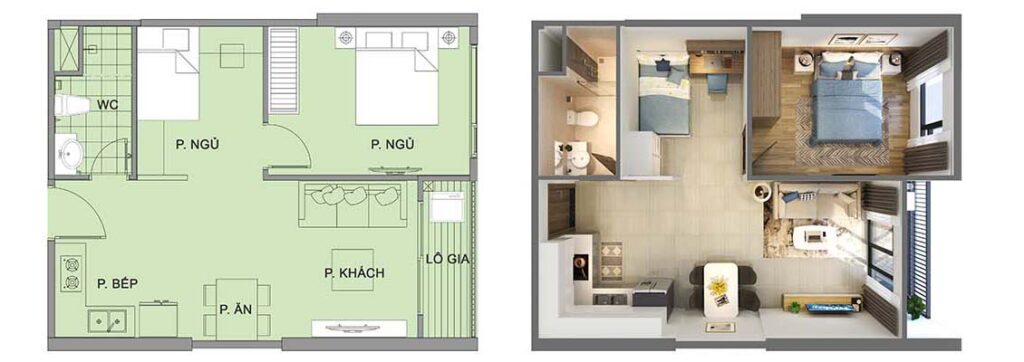 Layout homestay 1PN+1 Vinhomes Ocean Park
