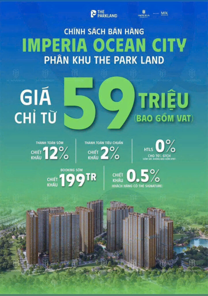 Chính sách bán hàng The Parkland - Imperia Ocean City