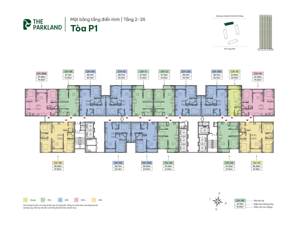 Mặt bằng toà P1 Imperia Ocean City - The Parkland