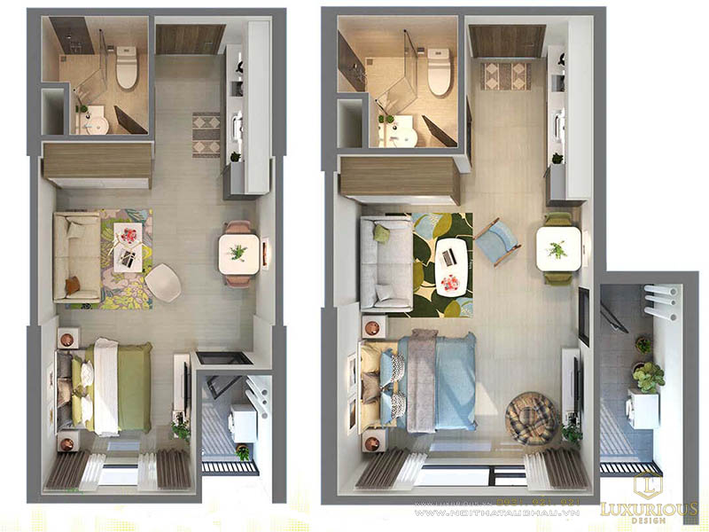 Layout (Mặt bằng) căn hộ Studio Vinhomes Ocean Park điển hình