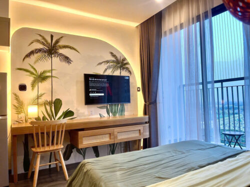 Cho thuê Homestay Studio Ocean Park R1.03 tầng 24 | View cao thoáng