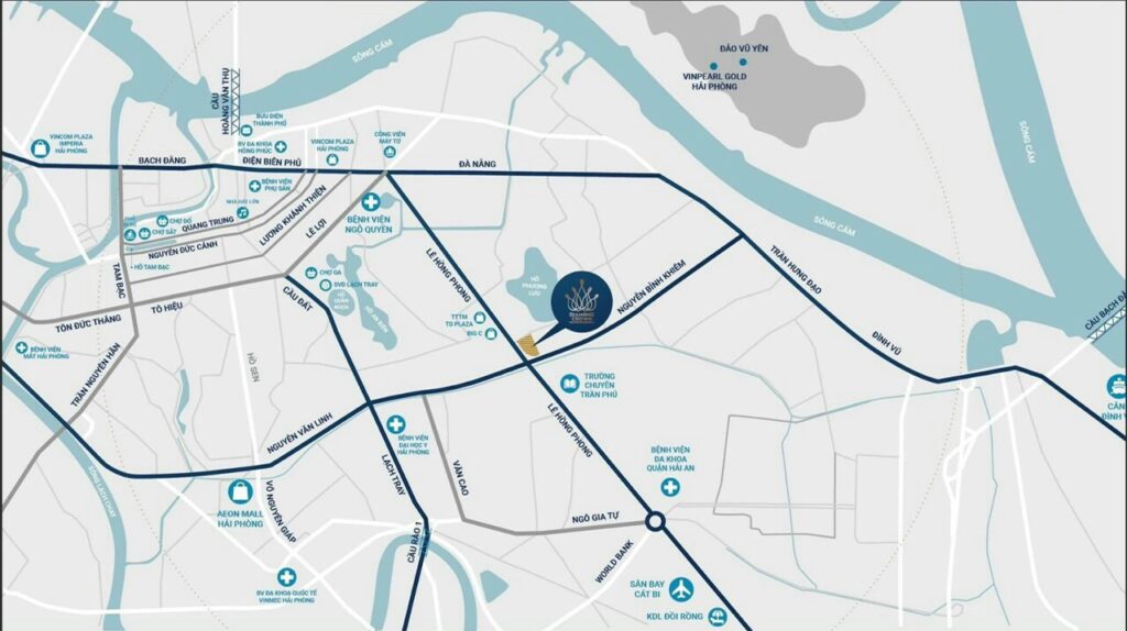 Vị trí toà Diamond Crown Hải Phòng (Doji Hải Phòng)