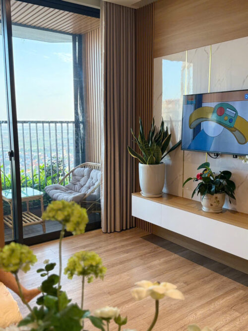 Cho thuê homestay Studio tại Landmark L2 Ecopark tầng cao view sông Hồng