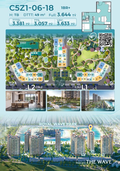 Căn Hộ 1PN+ Masteri Grand Coast 49m² Chỉ Từ 845 Triệu Ban Đầu