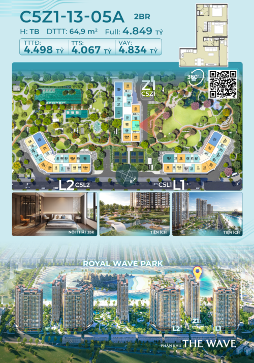 Căn Hộ 2PN Masteri Grand Coast 64,9m² View Công Viên Chỉ Từ 1,1 Tỷ Ban Đầu