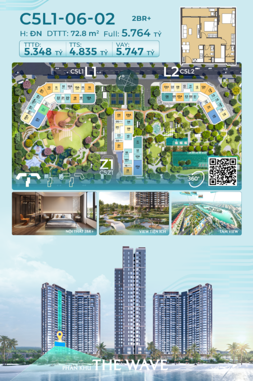 Chỉ Từ 1,34 Tỷ Sở Hữu Căn Hộ 2PN+ Masteri Grand Coast 72,8m²