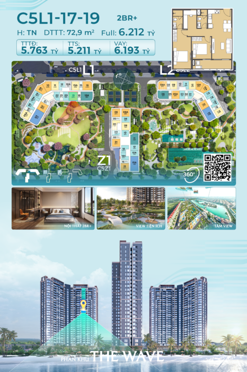 Chỉ Từ 1,44 Tỷ Sở Hữu Căn Hộ 2PN+ Masteri Grand Coast Tầng 17
