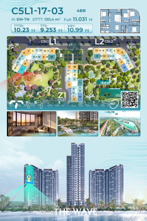 Chỉ Từ 2,56 Tỷ Sở Hữu Căn Hộ 4PN Masteri Grand Coast 130,4m²