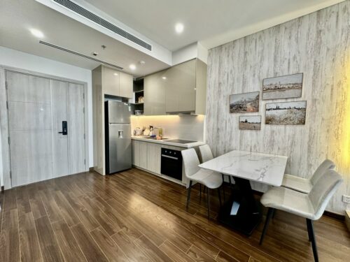 Homestay Masteri West Heights tòa D căn 1PN+1 diện tích 50m², tầng cao, view hồ