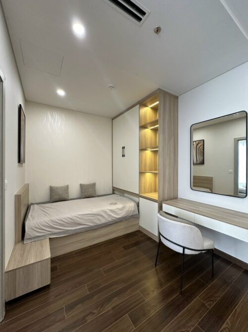 Homestay Masteri West Heights tòa D căn 1PN+1 diện tích 50m², tầng cao, view hồ