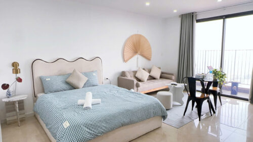 Homestay Dcapitale tầng 24 studio có ban công và sofa