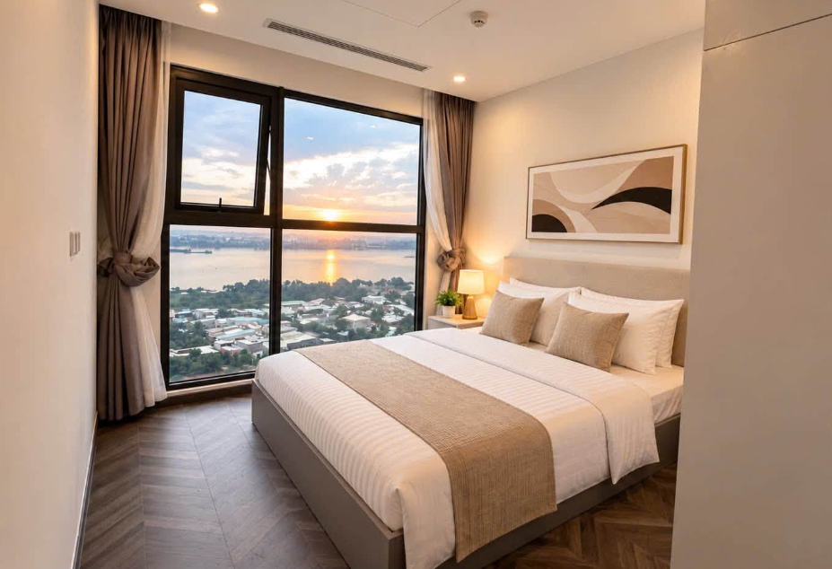Homestay Vinhomes Grand Park phòng ngủ có view thoáng